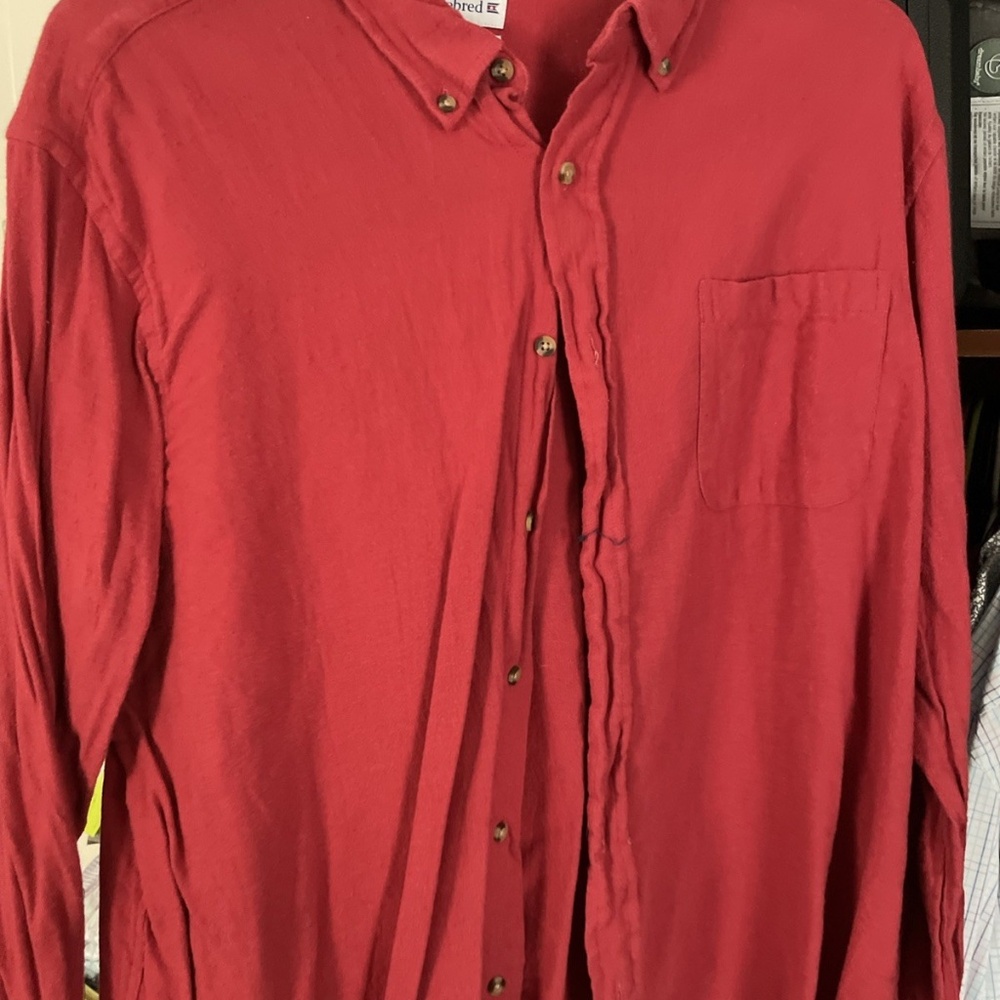 Saddlebred Men's Long Sleeve Red Button-Up Shirt XXL Classic Fit